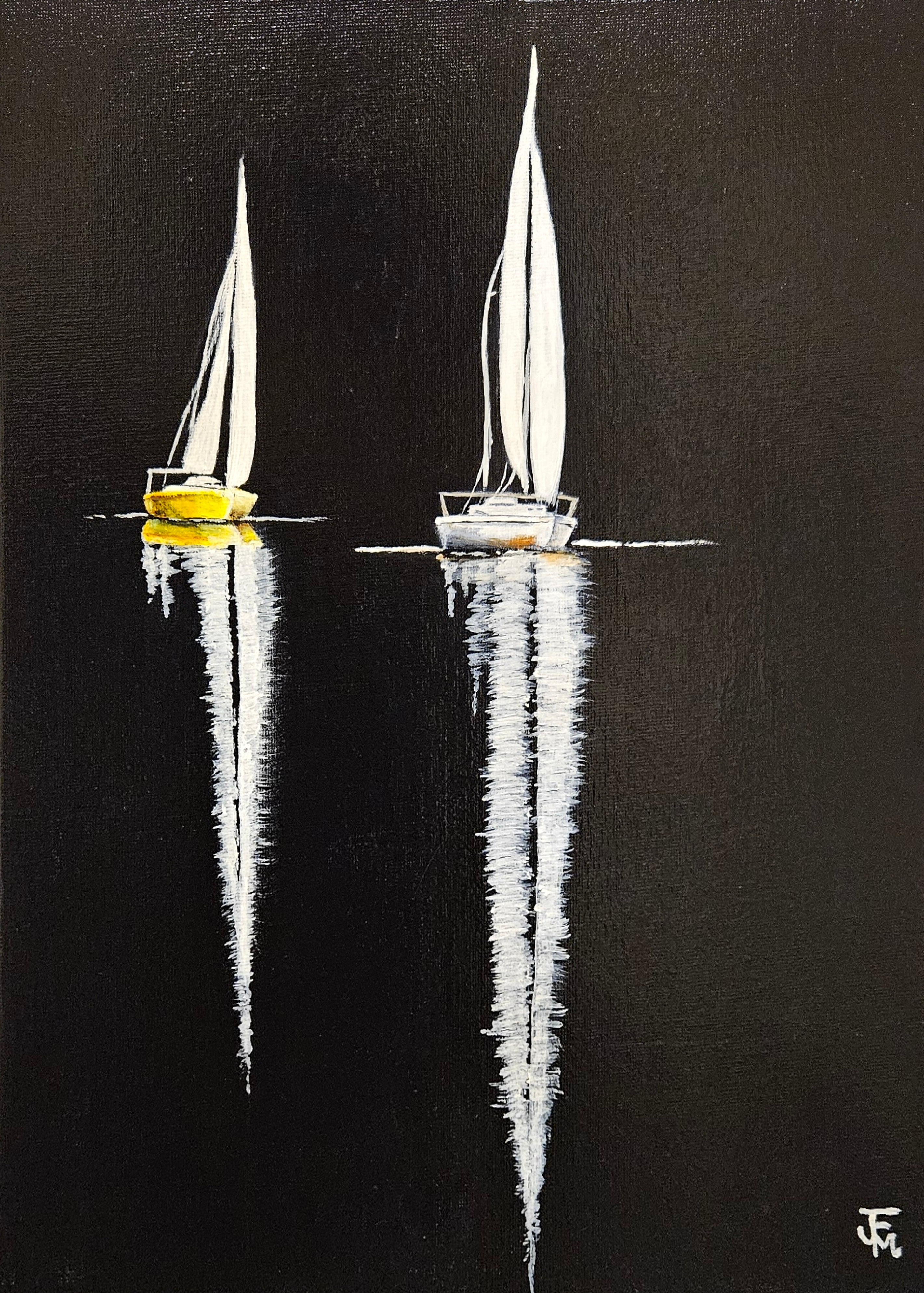 43.  9x12 Original - Night Sailing