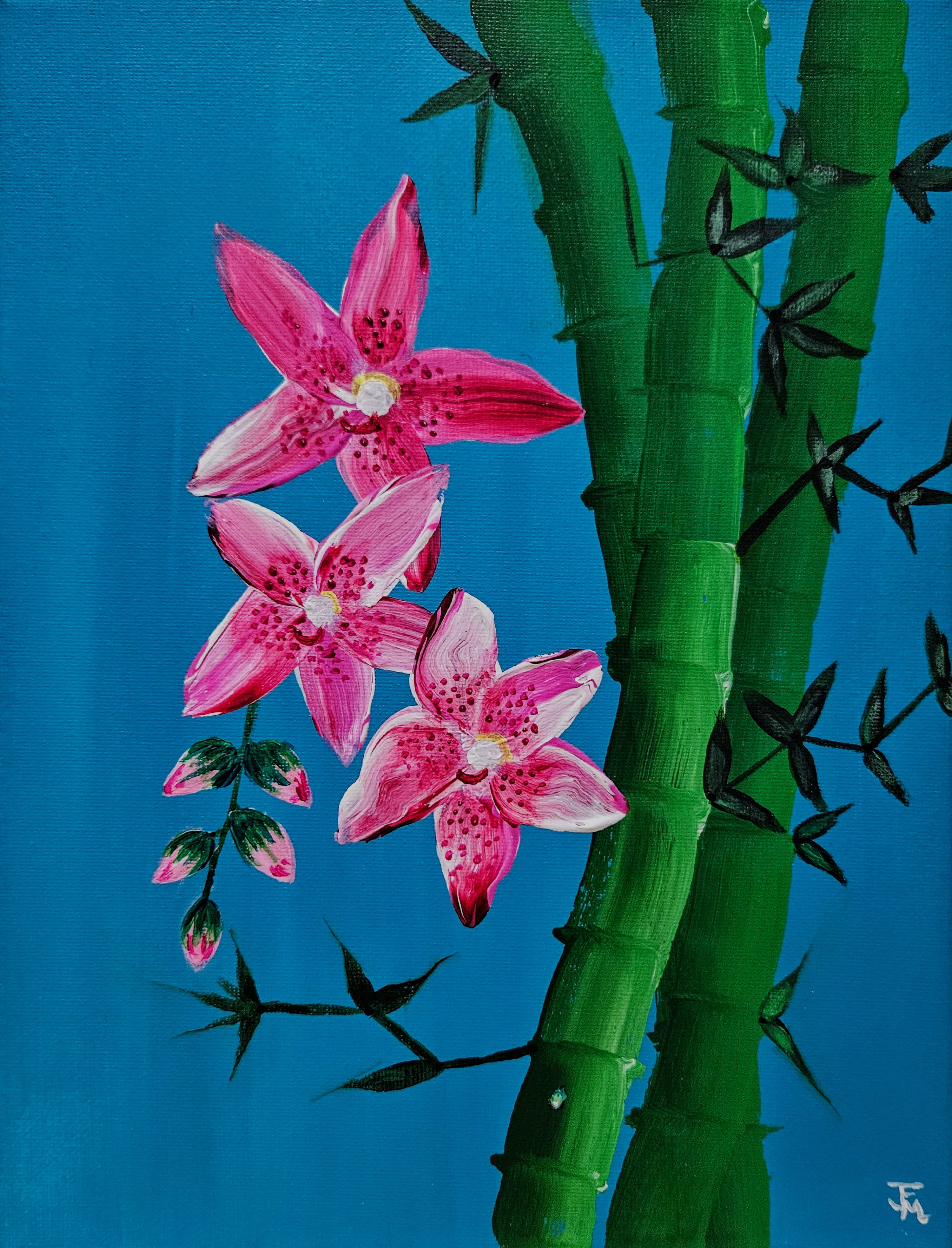 2.  9x12 Original - Bamboo and Orchids