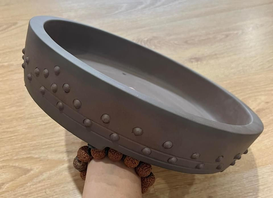 Thumbnail: Famous Yixing pottery “kōnɡ shān línɡ yǔ” (空山靈雨)hand-made round Drum Pot
