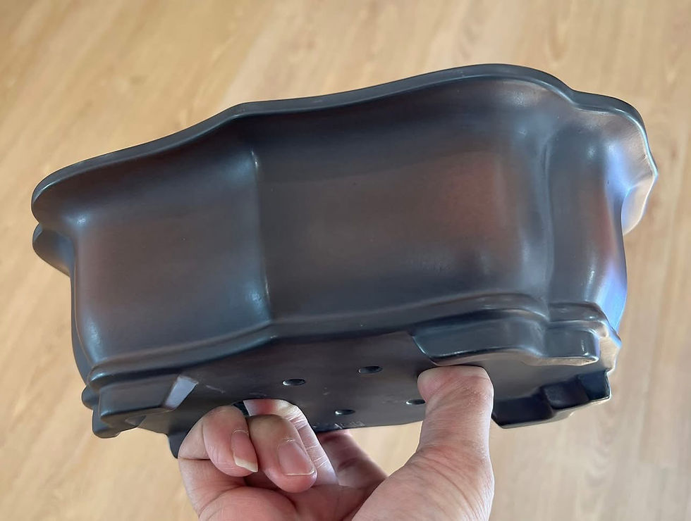 Thumbnail: Polished Dark Brown bonsai pot with softly curved sides
