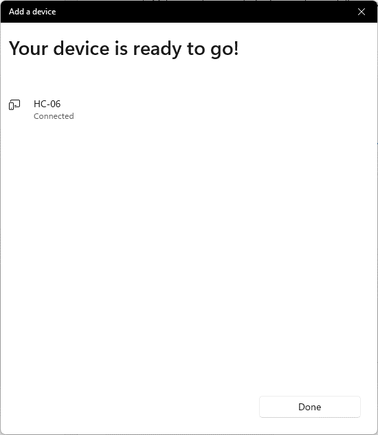 Bluetooth Aygıt Eklendi Penceresi