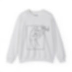 Heather gray crewneck sweatshirt with minimalist line drawing of hand holding a steaming baguette like a joint.