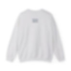 Back of heather gray sweatshirt showing small Road Bread logo centered between shoulders.