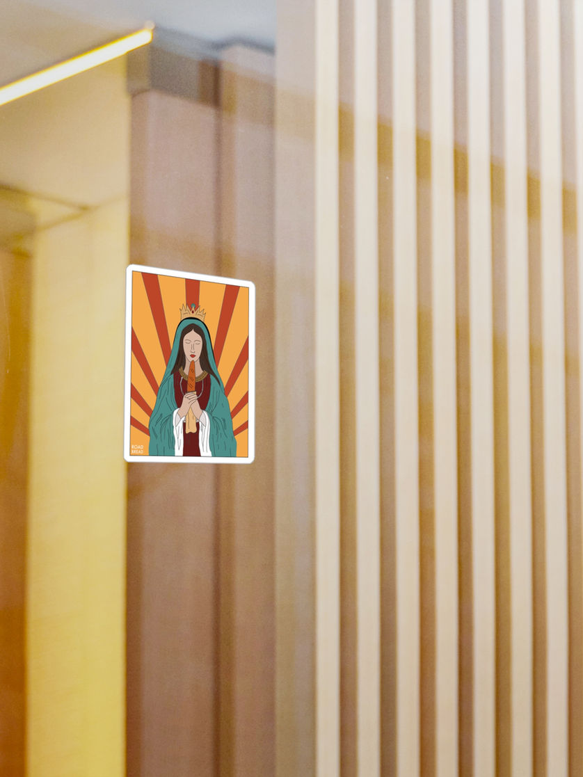 Daily Bread vinyl sticker on a glass window