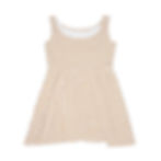Front view – sleeveless skater dress with repeating baguette pattern on ivory background