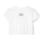 Back of white cropped tee with centered Road Bread logo near the collar.