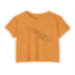 Front of orange cropped t-shirt with baguette line drawing