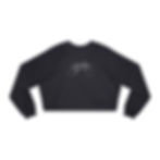 Dark gray cropped sweatshirt featuring a hand-drawn white line art of two hands rolling a baguette like a blunt,
