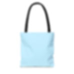 Light-blue tote back view, blank canvas with black handles against white background