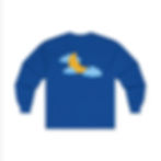Royal blue long sleeve shirt with Croissant Moon cloud design printed on the back