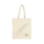 Natural canvas tote bag displaying minimalist single-line baguette drawing above small Road Bread logo