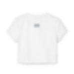 Back of white baby tee with small ROAD BREAD logo at neck