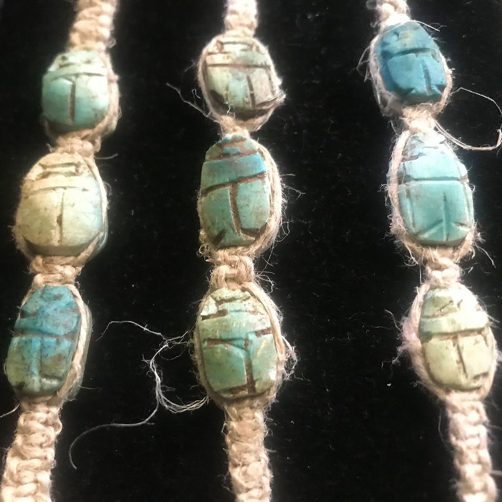 Thumbnail: Handmade Egyptian Scarab Bead & Hemp Bracelets 