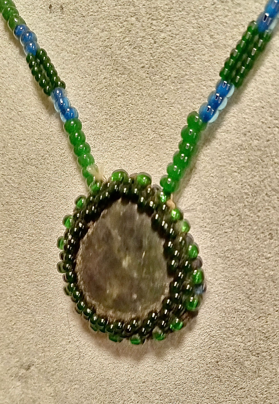 Thumbnail: Hand Beaded Peyote Stitched Jade Necklace