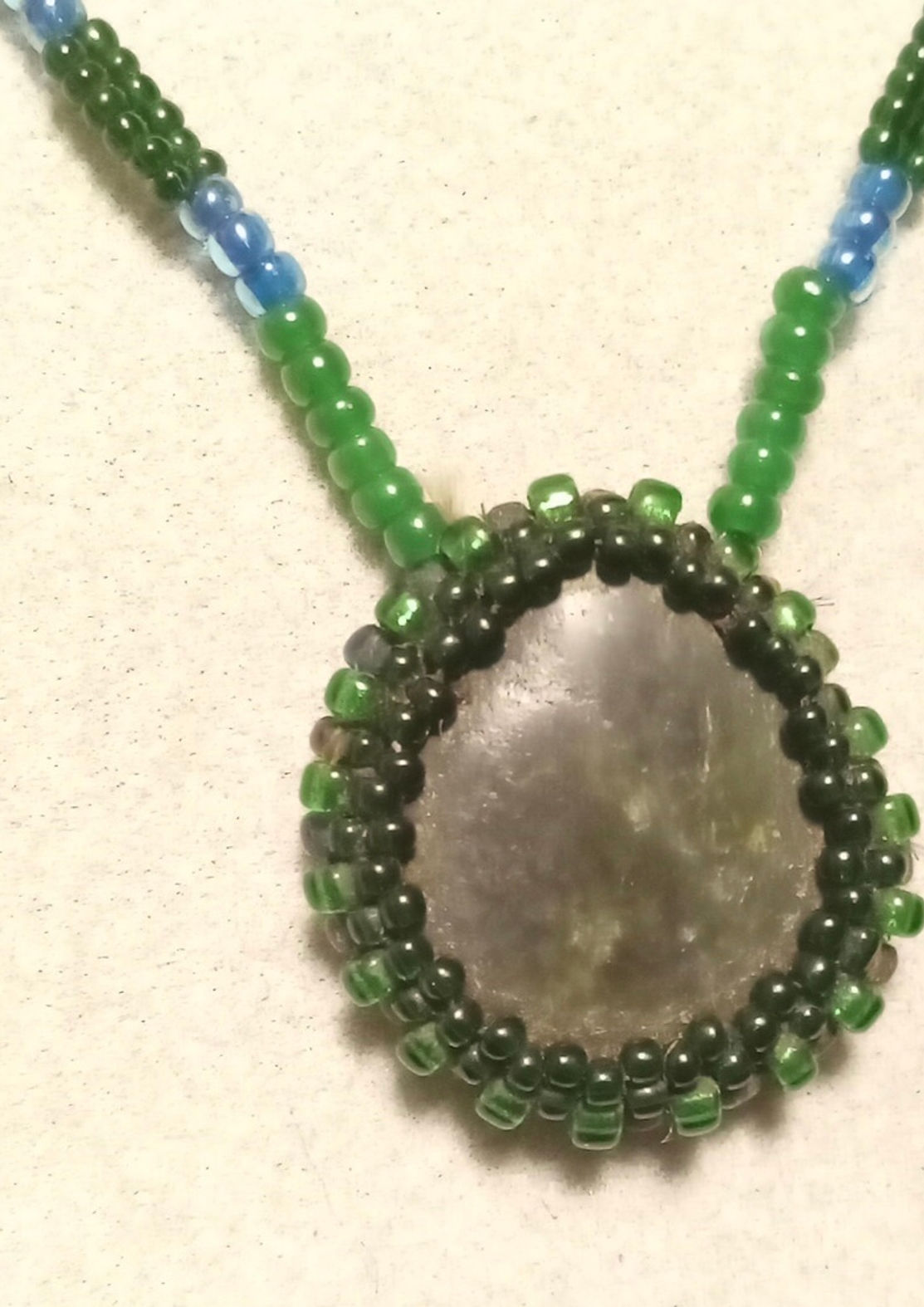Hand Beaded Peyote Stitched Jade Necklace