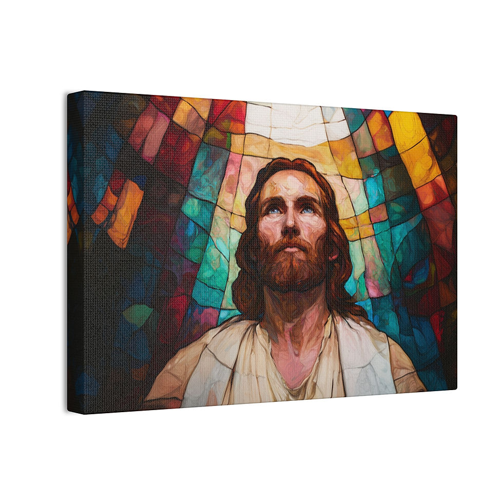 Thumbnail: Jesus in Stained Glass – Premium Satin Canvas Wall Art
