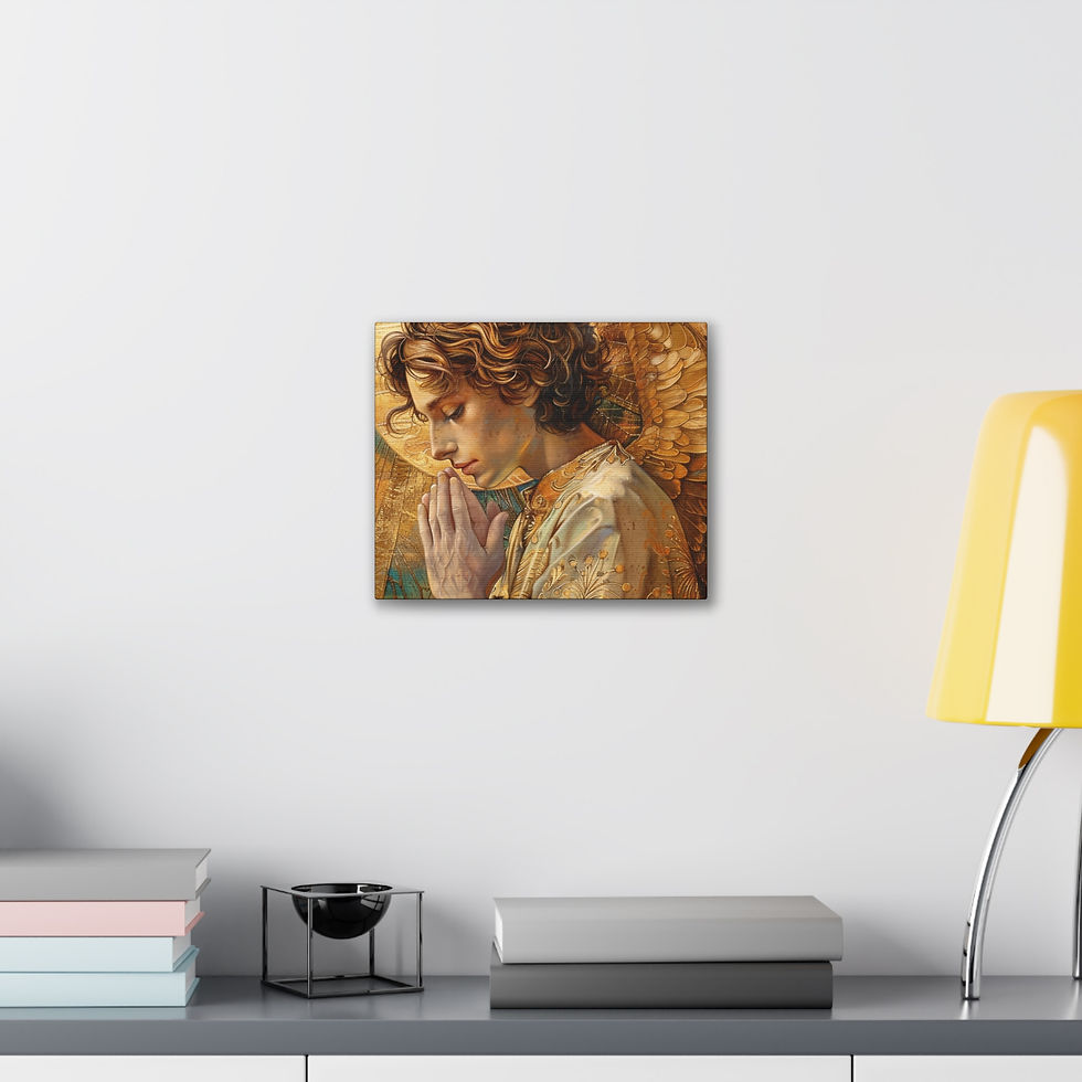 Thumbnail: Golden Praying Angel – Sacred Angelic Artwork on Premium Satin Canvas