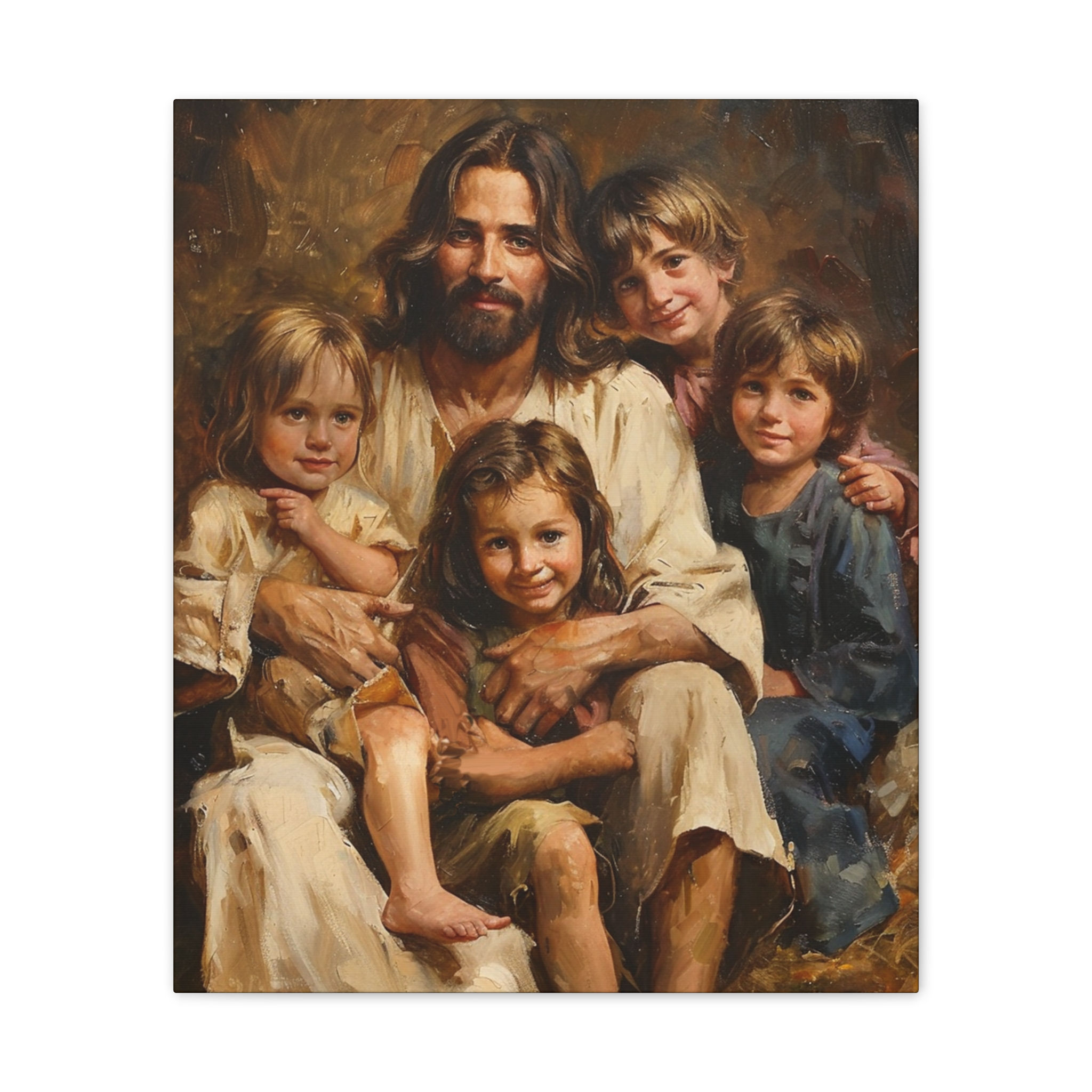 Jesus with Children – Christian Love & Joy Canvas Wall Art