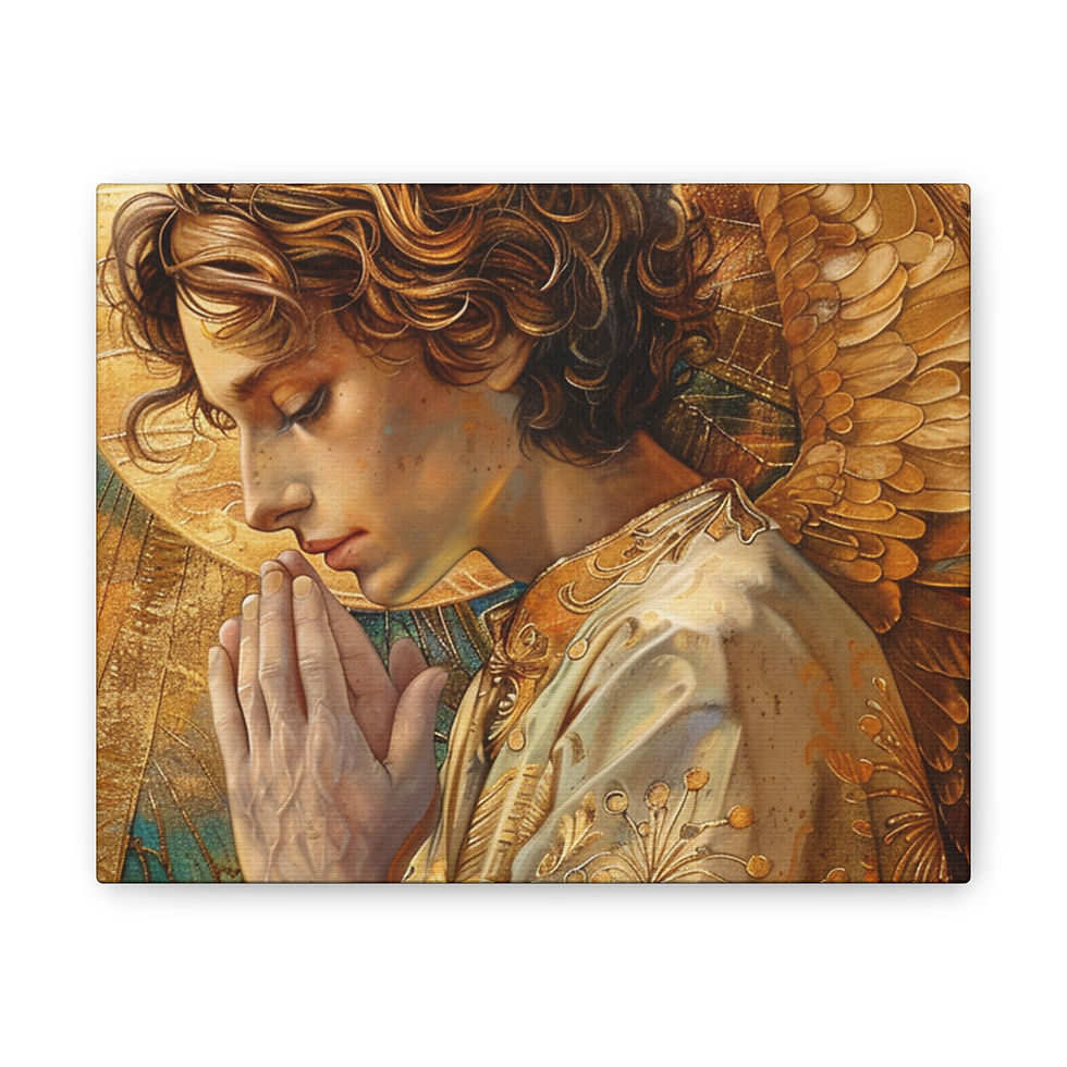 Thumbnail: Golden Praying Angel – Sacred Angelic Artwork on Premium Satin Canvas