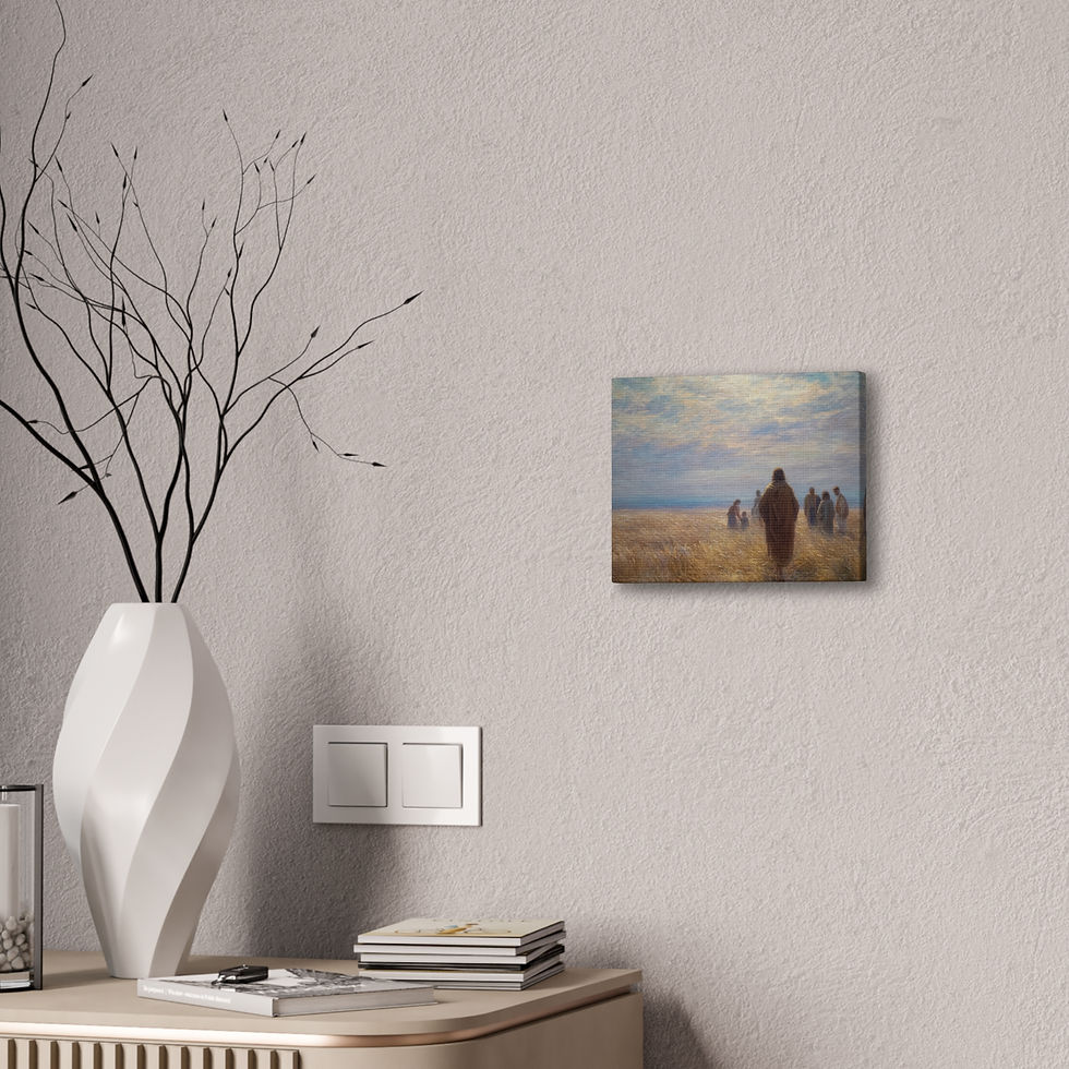 Thumbnail: Jesus Walking with Disciples in Wheat Field – Christian Canvas Wall Art