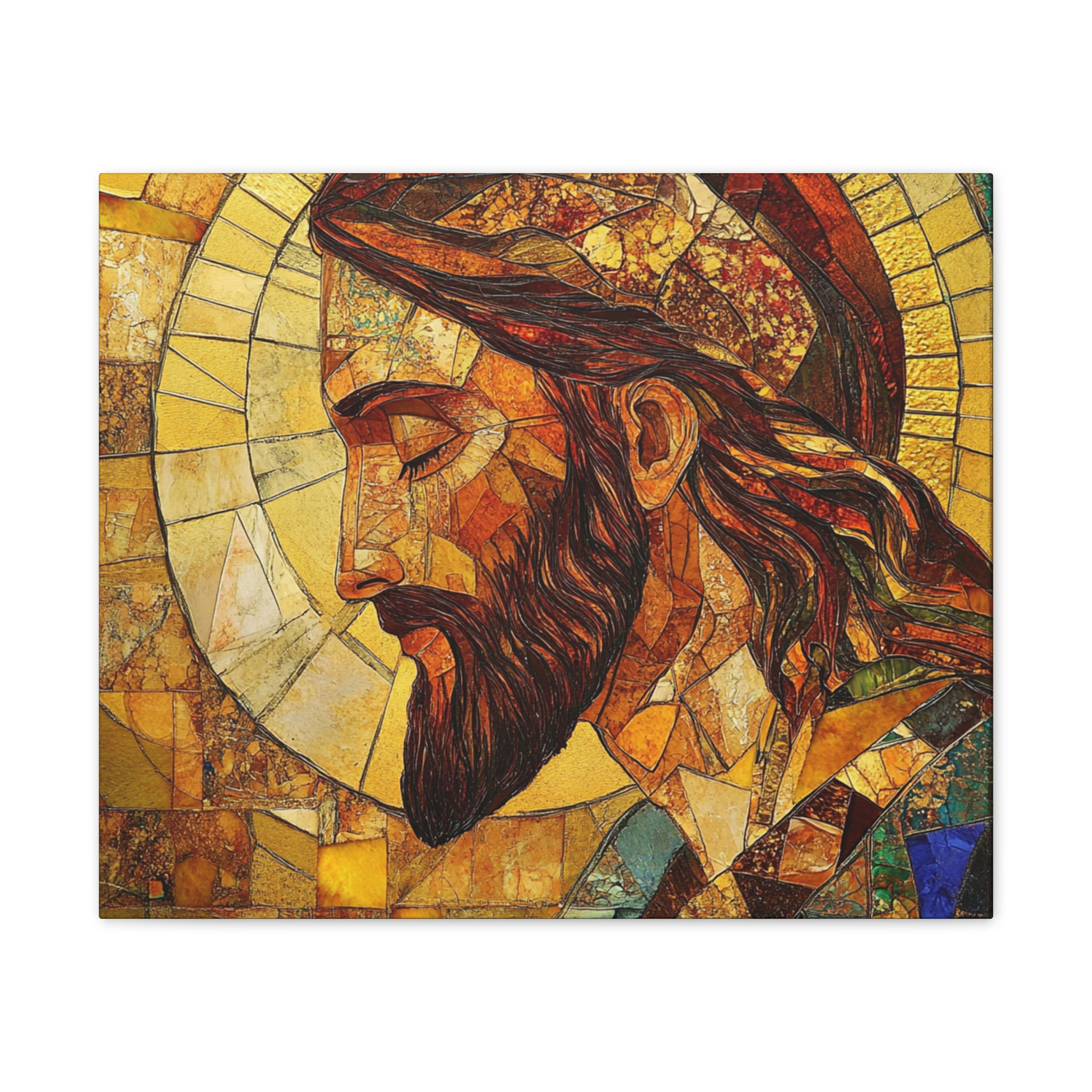 Jesus in Prayer Stained Glass Canvas | Inspirational Christian Wall Art