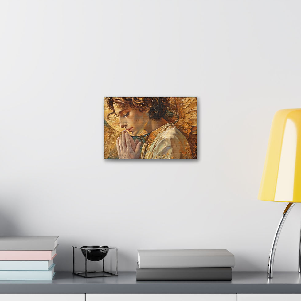 Thumbnail: Golden Praying Angel – Sacred Angelic Artwork on Premium Satin Canvas