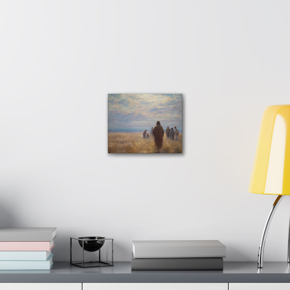 Thumbnail: Jesus Walking with Disciples in Wheat Field – Christian Canvas Wall Art