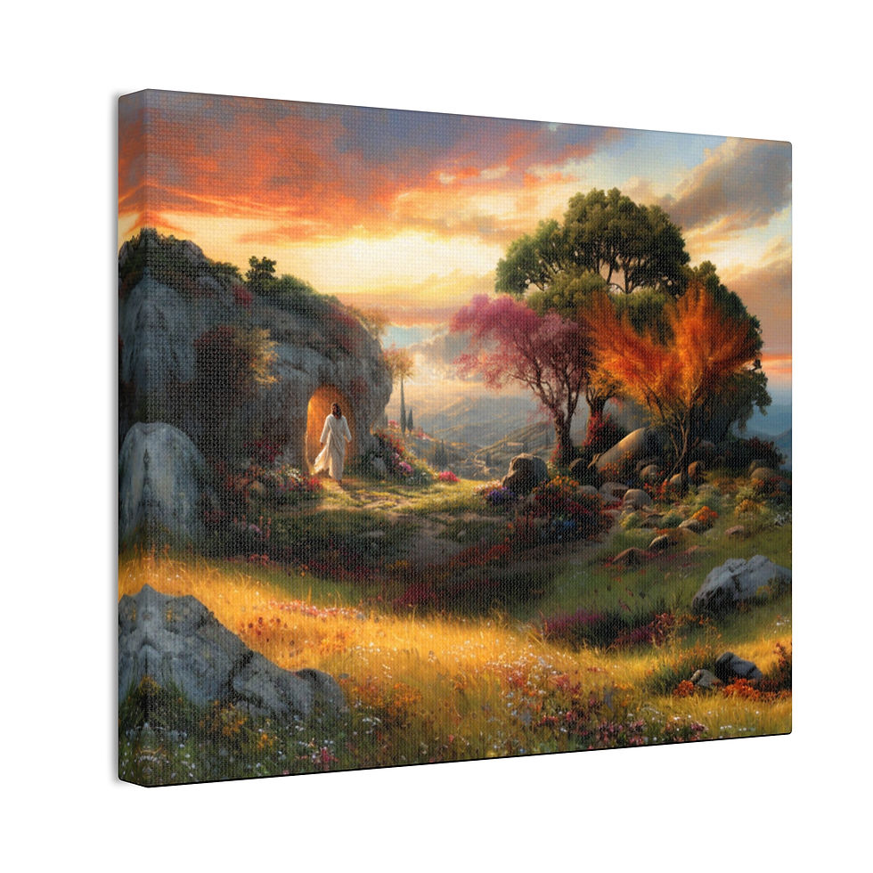 Thumbnail: The Resurrection of Jesus at Sunrise – Premium Satin Canvas Wall Art