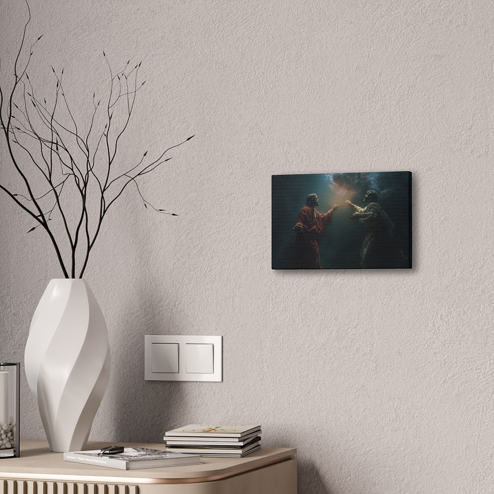 Thumbnail: Divine Confrontation | Jesus and Spiritual Battle Canvas Print 