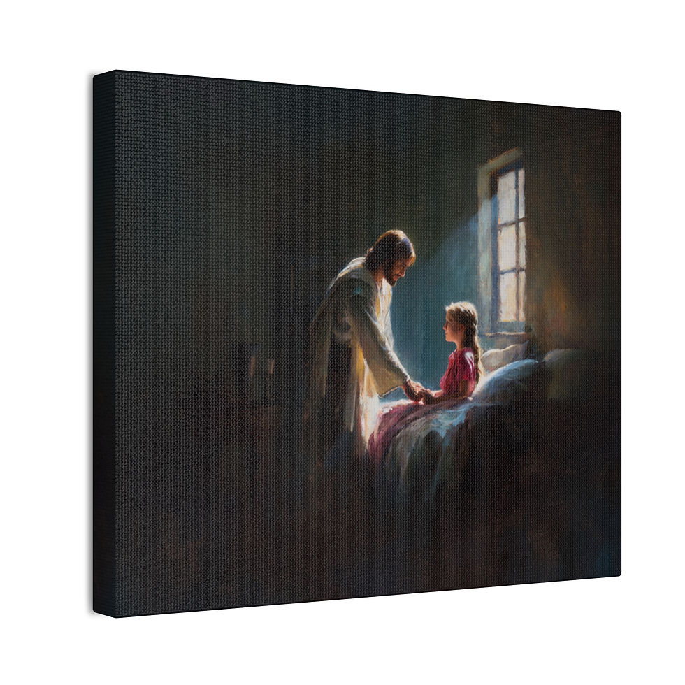 Thumbnail: Jesus Comforting the Sick Child" – Divine Canvas Wall Art of Healing & Hope
