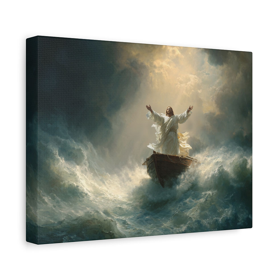 Thumbnail: Dramatic Ocean Scene Canvas Print — Religious Wall Art, Coastal Home Decor Gift