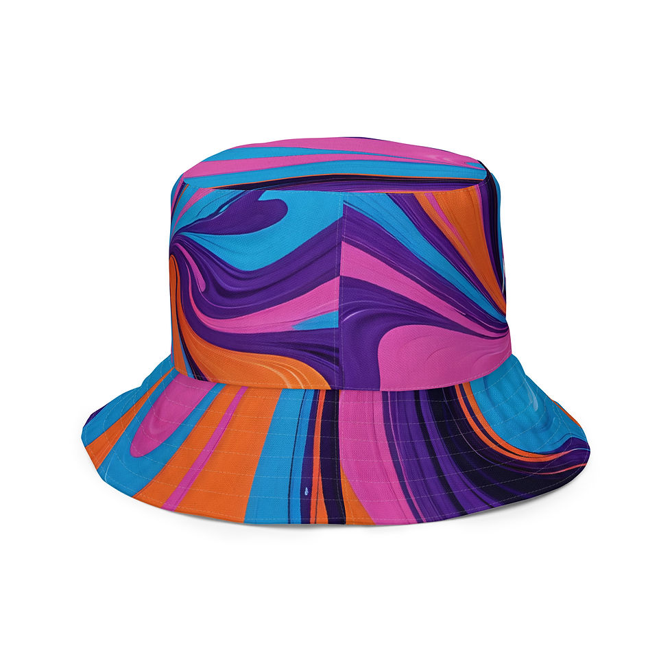 Thumbnail: Playful Swirl + Black & Pink Reversible Bucket Hat