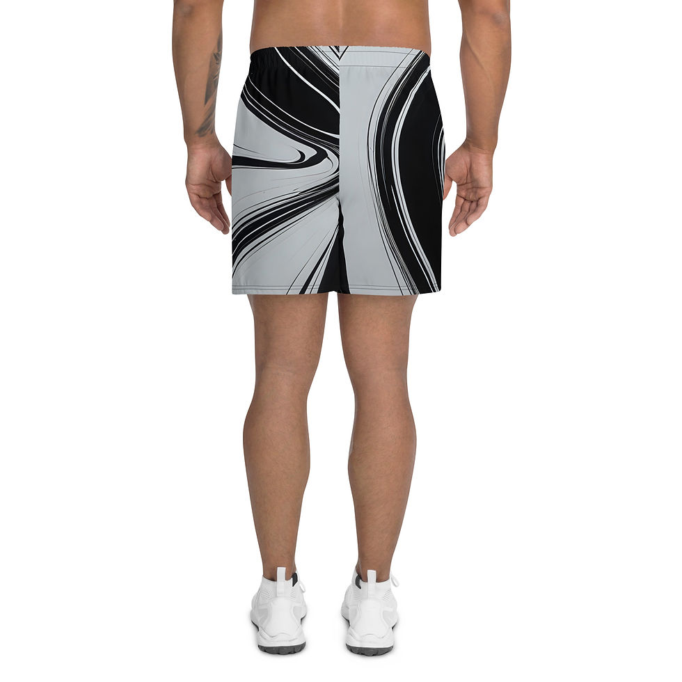Thumbnail: B&W Abstract Men's Recycled Athletic Shorts