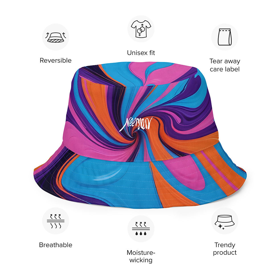 Thumbnail: Black&Pink + Playful 2 - Reversible Bucket Hat