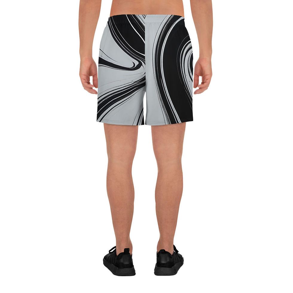 Thumbnail: B&W Abstract Men's Recycled Athletic Shorts