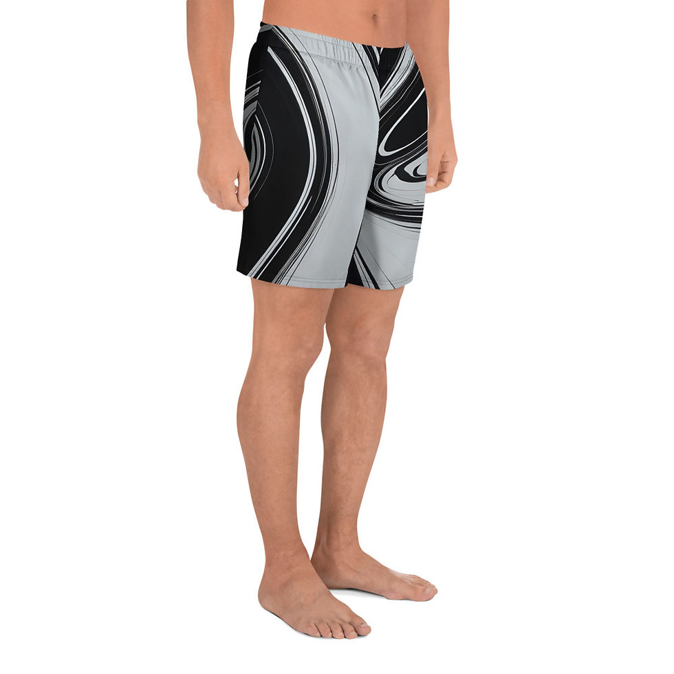 Thumbnail: B&W Abstract Men's Recycled Athletic Shorts