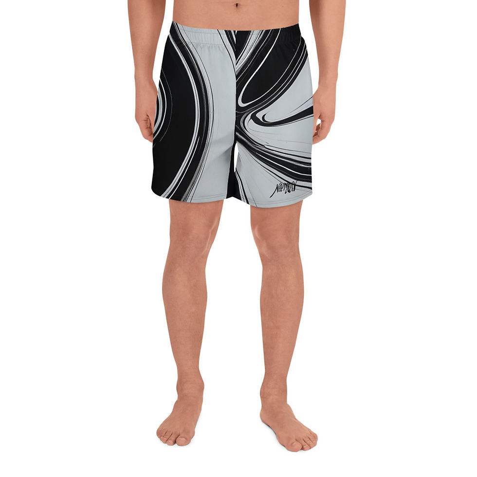 Thumbnail: B&W Abstract Men's Recycled Athletic Shorts