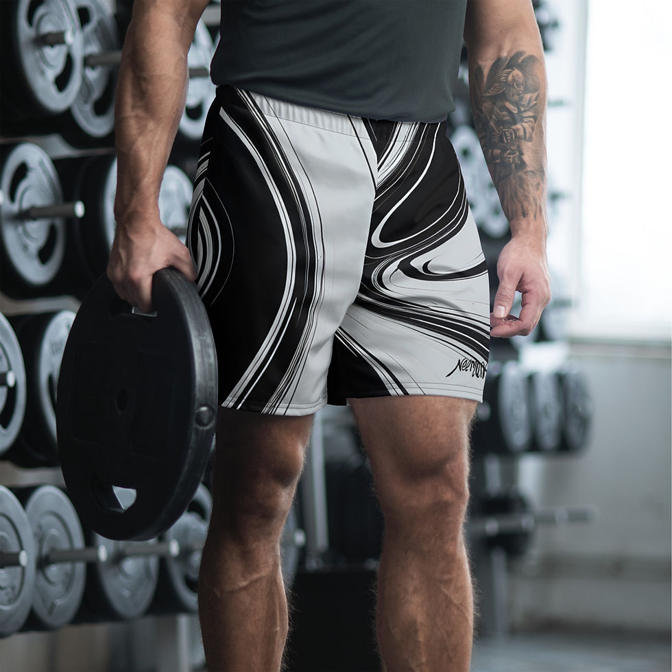 Thumbnail: B&W Abstract Men's Recycled Athletic Shorts