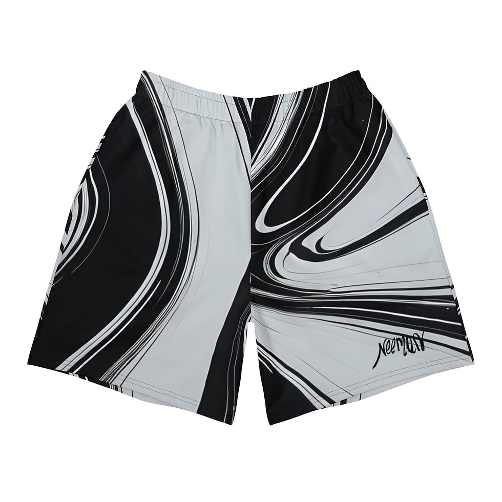 Thumbnail: B&W Abstract Men's Recycled Athletic Shorts
