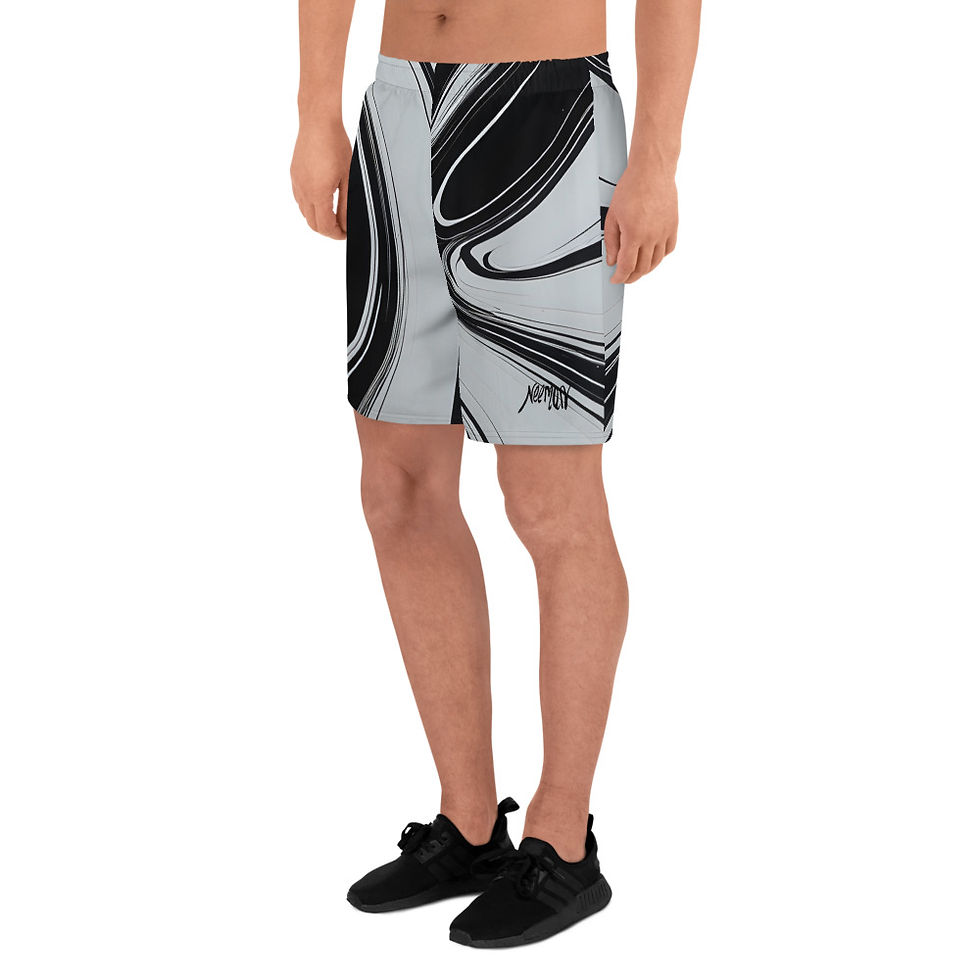 Thumbnail: B&W Abstract Men's Recycled Athletic Shorts