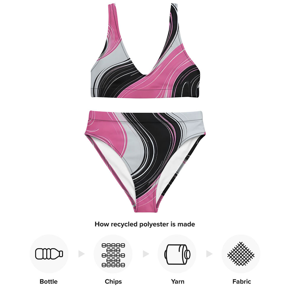 Thumbnail: Trinity (White, Black & Pink) Recycled high-waisted bikini