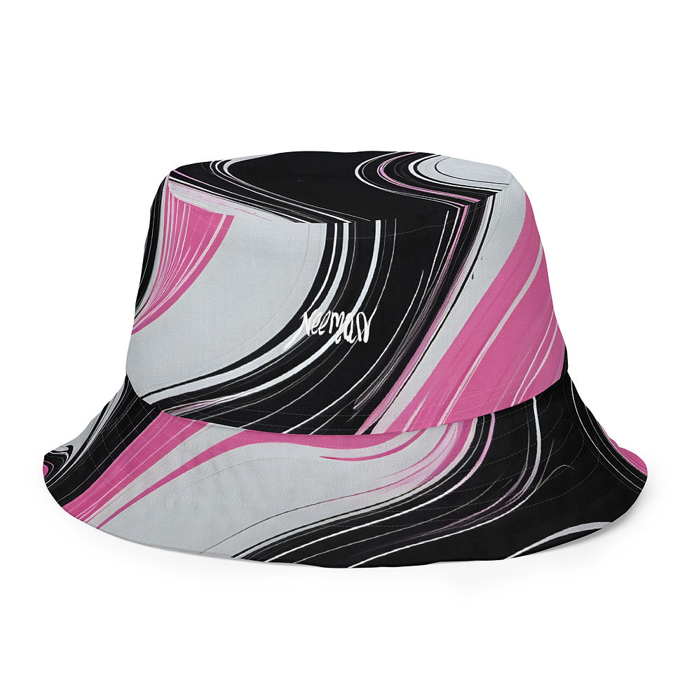 Thumbnail: Playful Swirl + Black & Pink Reversible Bucket Hat