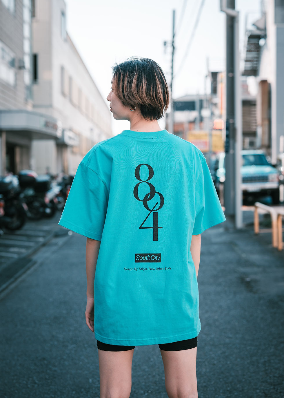 サムネイル： "804" OVER SIZE TEE.(Turquoise blue)