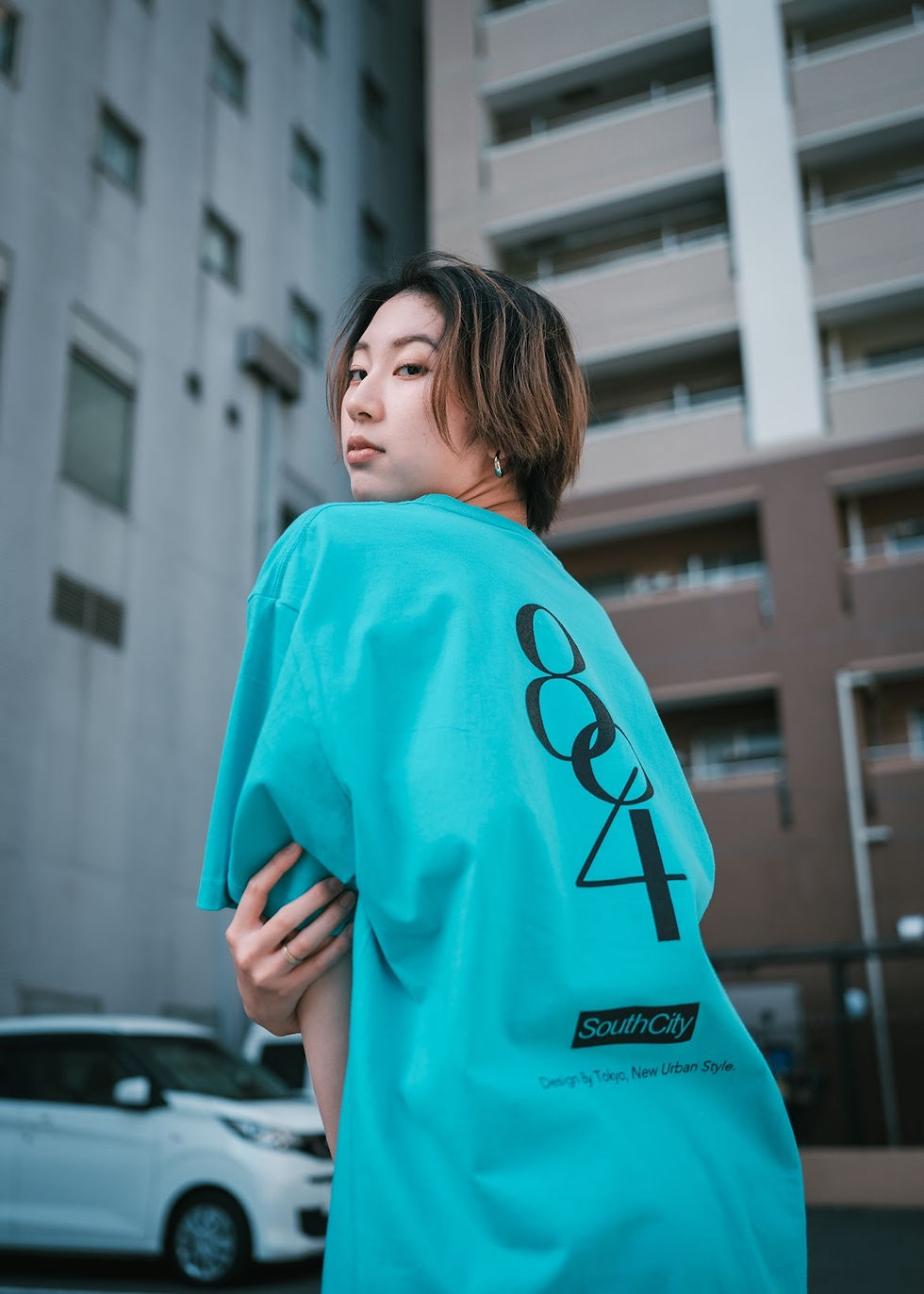 サムネイル： "804" OVER SIZE TEE.(Turquoise blue)