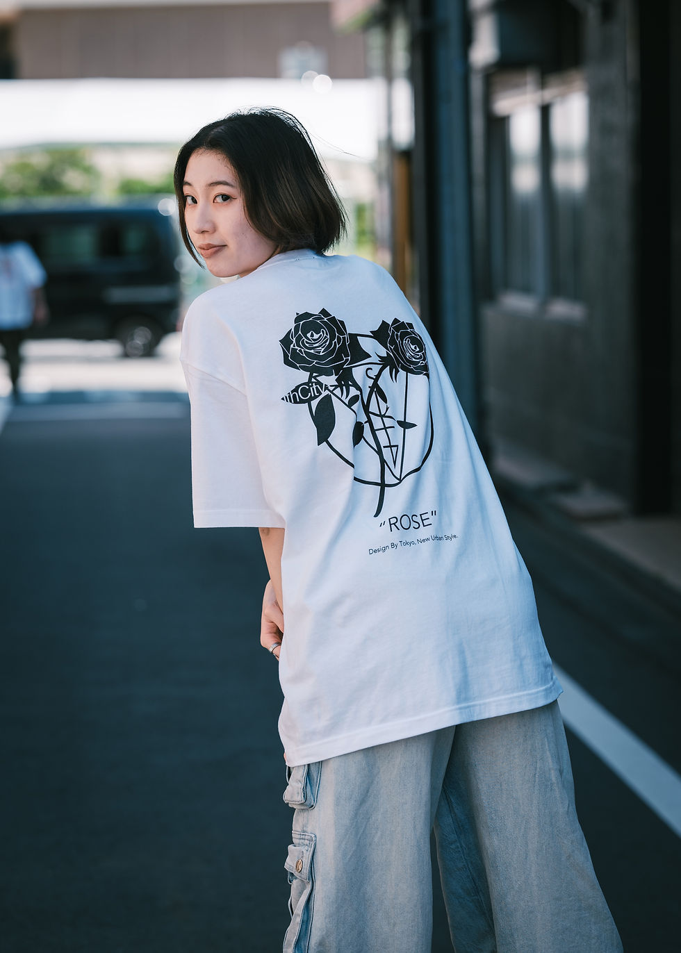 サムネイル： "ROSE" OVER SIZE TEE.(White)