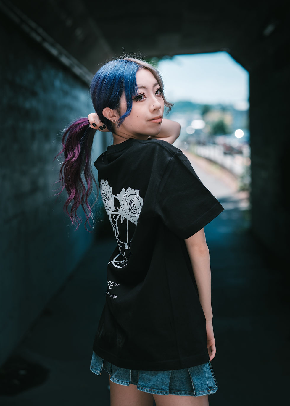 サムネイル： "ROSE" OVER SIZE TEE.(Black)