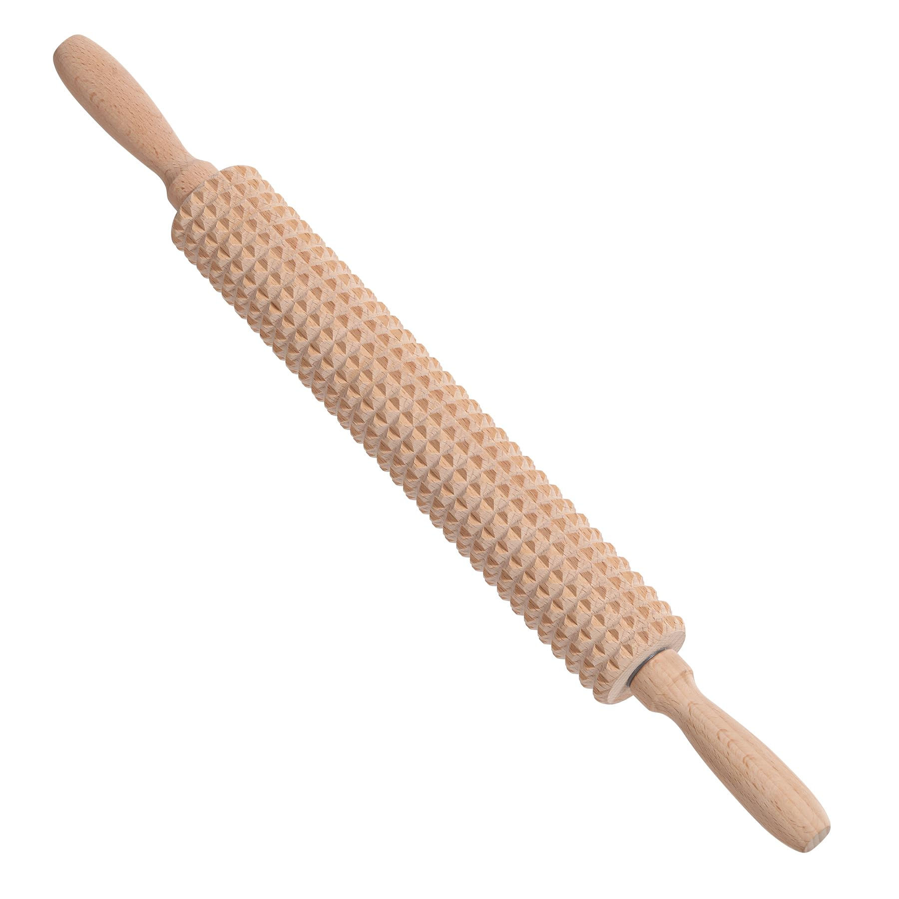 Deep Notched Rolling Pin Wooden Crispbread knobbly fluted rolling pin for Hom...
