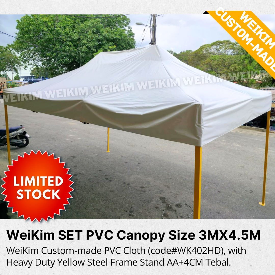 WeiKim SET 3Mx4.5M PVC Tarpaulin Cloth with Steel Frame Tebal #WK402HD