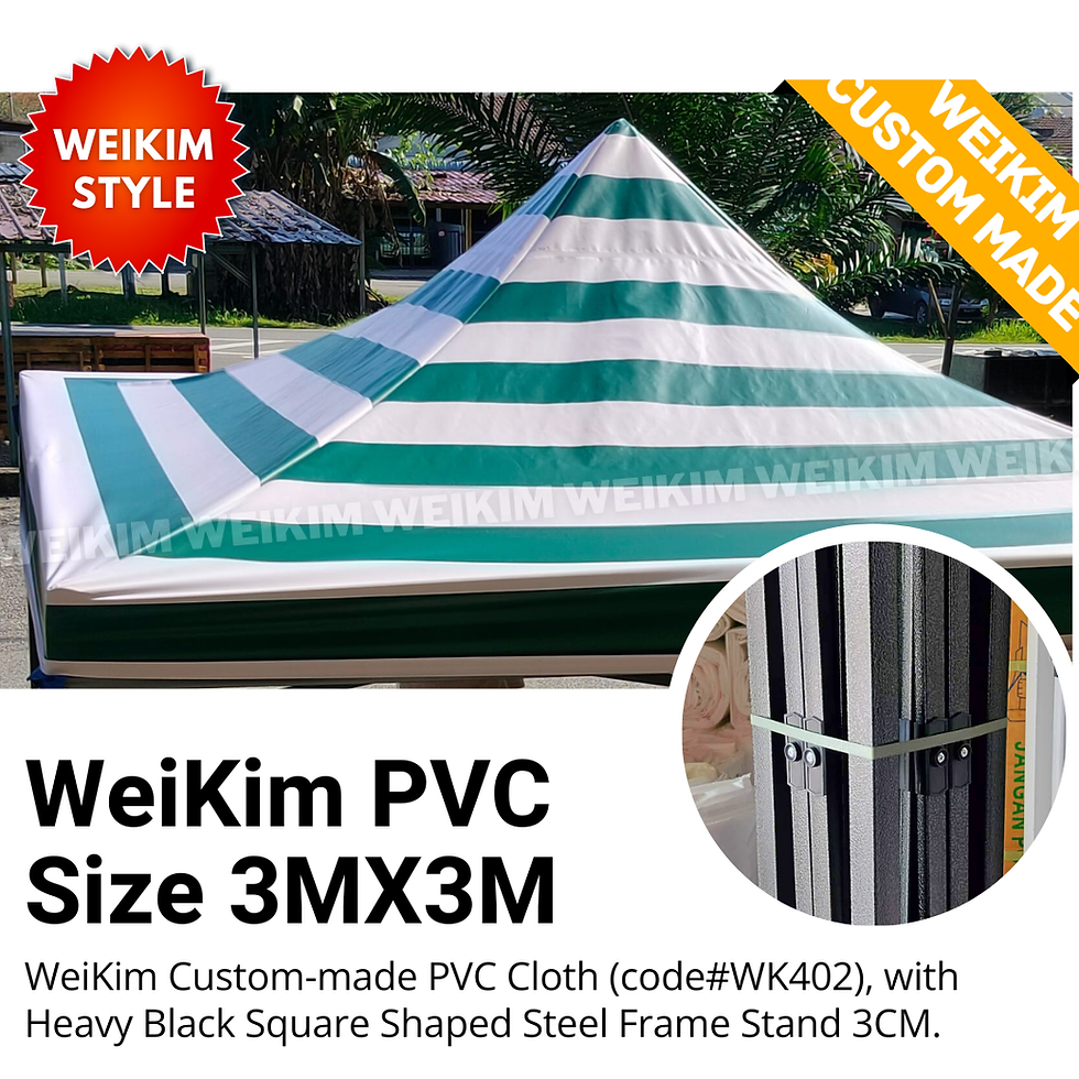 Thumbnail: WeiKim SET 3Mx3M PVC Stripe Khemah Lipat Extra Heavy Frame #WK402