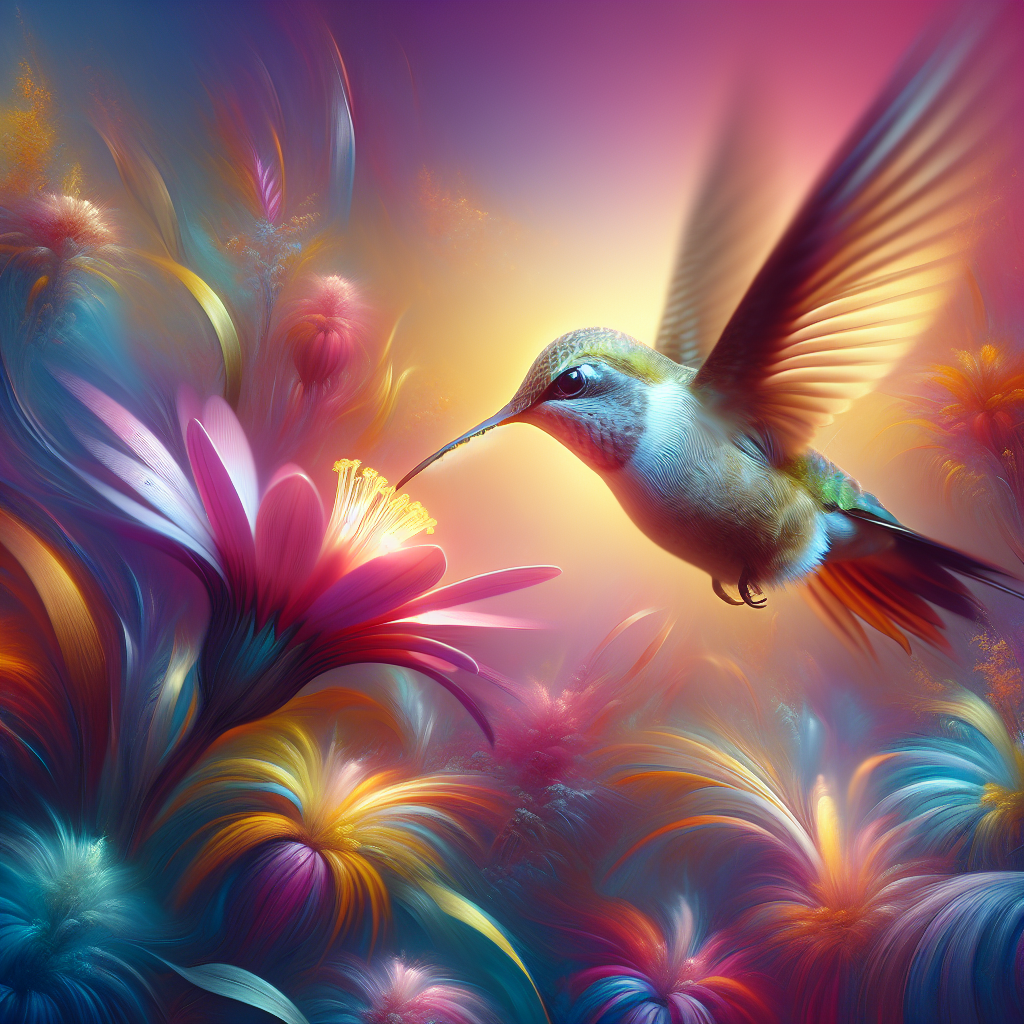 A mystical image of a hummingbird